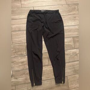 Albion Black Jogger Pants with Gold Zippers size small
